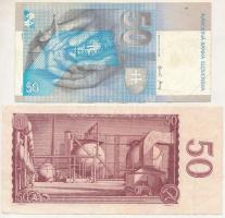 Csehszlovákia 1964. 50K + Szlovákia 2002. 50K T:F, pici szakadások
Czechoslovakia 1964. 50 Korun + ...