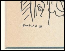 Henri Matisse (1869-1954): Térdelő akt, cinkográfia, papír, paszpartuban, jelzett a nyomaton 13×16 c...