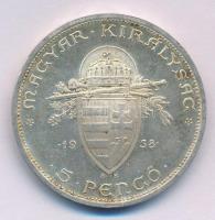 1938. 5P Ag "Szent István" T:AU patina Adamo P8.1