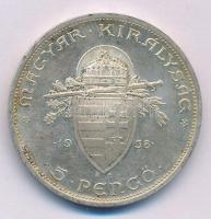 1938. 5P Ag "Szent István" T:AU patina Adamo P8.1