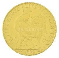 Franciaország 1908. 20Fr Au (6,48g/0.900) T:AU,XF ph.
France 1908. 20 Francs Au (6,48g/0.900) C:AU,...