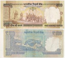 India 2000-2004. 500R + 2014. 100R T:F, tollal írt firka
India 2000-2004. 500 Rupees + 2014. 100 Ru...