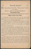 1874 Irodalmi Értesítő Buzárovits Gusztáv (ezelőtt Sartori K.) könyv-, zene- és műkereskedéséből Esztergomban (Gran). 1. sz. Magyar feliratú szentképek jegyzéke. Esztergom, Horák Egyed-ny., 2 sztl. lev.