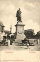 1911 Constanta, Statuia Ovidiu / statue of Ovidius, mosque in the background. Edit. Romana D. Nicolaescu (EK)