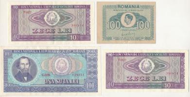 Románia 1945-1966. 10L (2x) + 100L (2xklf) T:XF-F szép papír Romania 1945-1966. 10 Lei (2x) + 100 Lei (2xdiff) C:XF-F fine paper Krause P#78, P#94, P#97