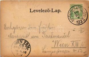 1900 Mezőhegyes, M. kir. állami ménes, lovak. Art Nouveau, floral + "MEZŐHEGYES - KÉTEGYHÁZA 12...