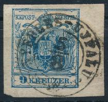 1850 9kr 6 mm ívszéllel "NYERGES-UJFALU" (Gudlin 350 p)