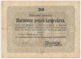 1849. 30kr "Kossuth bankó" T:VG Adamo G103A