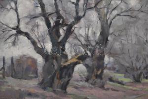 Holba Tivadar (1906-1995): Füzes. Olaj, vászon, jelezve jobbra lent (,). Hátoldalán Képcsarnok Válla...