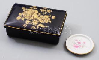 Hollóházi kobalt bonbonier 13,5x9 cm + Zsolnay tálka d: 6,5 cm