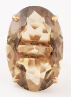 14K arany gyűrű, nagy méretű csiszolt füstkvarccal. Jelzett br 12,6 g kő : 29 mm