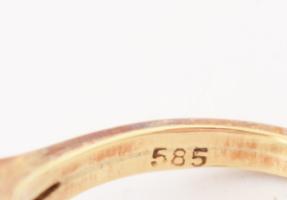 14K arany gyűrű, nagy méretű csiszolt füstkvarccal. Jelzett br 12,6 g kő : 29 mm