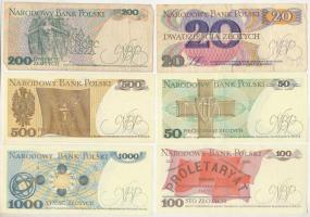 Lengyelország 1982-1988. 20Zl - 1000Zl (6xklf) T:AU-F
Poland 1982-1988. 20 Zlotych - 1000 Zlotych (...
