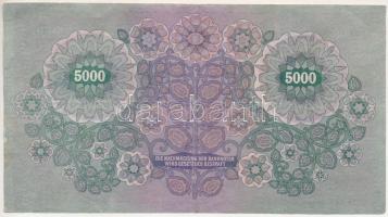 Ausztria 1922. 5000K T:F, függőleges vonalban kopás
Austria 1922. 5000 Kronen C:F, worn in vertical...