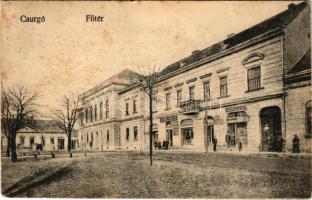 1919 Csurgó, Főtér, Járási Bank és Takarékpénztár, Oszeszly M. Viktor üzlete és saját kiadása (fl)