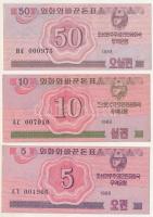 Észak-Korea 1988. 5ch "001906" + 10ch "007010" + 50ch "00975" (Szocial...