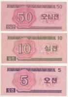 Észak-Korea 1988. 5ch "001906" + 10ch "007010" + 50ch "00975" (Szocial...
