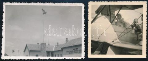 1940-1941 Algyő, Horthy Miklós Nemzeti Repülő Alap délvidéki kiképző keretének épülete + Bücker Bü 1...