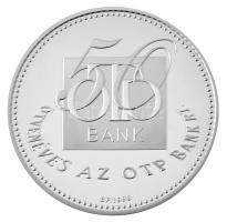 Kósa István (1953-) 1999. "50 éves az OTP Bank Rt." kétoldalas Ag emlékérem tanúsítvánnyal, kapszulában, dísztokban (31,1g/0.999/42,5mm) T:PP