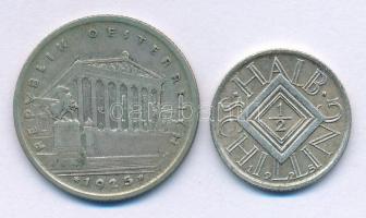Ausztria 1925. 1/2Sch Ag + 1Sch Ag T:XF,VF patina Austria 1925. 1/2 Schilling Ag + 1 Schilling Ag C:XF,VF patina
