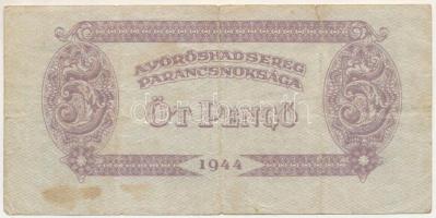 1944. 5P "A Vöröshadsereg Parancsnoksága" látványosan eltolódott nyomat T:F,VG Adamo P43