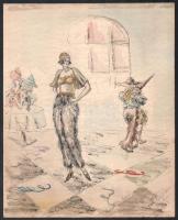 Wild Otto jelzéssel: Grafikák, 3 db, vegyes technika, papír, 27×21 és 30×24 cm közötti méretekben