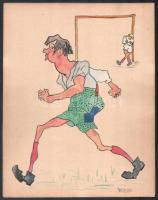 Wild Otto jelzéssel: Grafikák, 3 db, vegyes technika, papír, 27×21 és 30×24 cm közötti méretekben