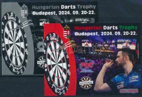 2024 Hungarian Darts Trophy emlékív pár piros és zöld sorszámmal (No. 00000), az egyik feketenyomat