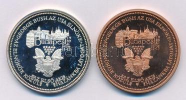 Bozó Gyula (1913-2004) 1989. "George Bush látogatása Magyarországon" bronz és Ag emlékérem...