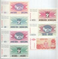 Bosznia-Hercegovina 1992. 10D - 1000D + 1993. 50.000D (7xklf) T:AU
Bosnia-Herzegovina 1992. 10 Dina...