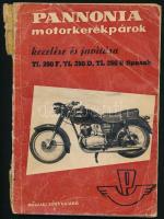 Balogh Gyula - Wohlmuth Emil: Pannónia motorkerékpárok kezelése és javítása. Bp., 1960, Műszaki Könyvkiadó. Első kiadás. Fekete-fehér képekkel illusztrálva. Kiadói papírkötés, viseltes, sérült borítóval, helyenként lapszéli ázásnyomokkal.