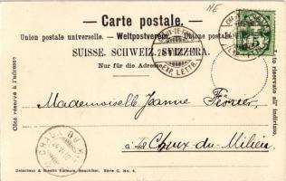 1902 La Chaux-de-Fonds, Le Temple et vue generale. Delachaux &amp; Niestlé Art Nouveau litho mon...