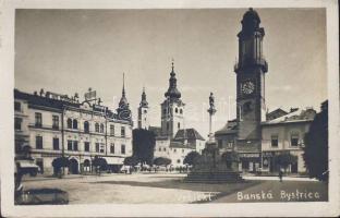 Besztercebánya tower with national bank and the shops of Emil Skoda, Klopstock and the Herzka brothers photo