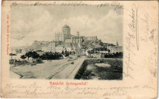 1900 Esztergom, Bazilika. Divald Károly 196. sz. (gyűrődés / crease)