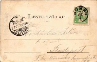 1902 Sümeg, látkép. Horvát Gábor kiadása (ragasztónyom / glue marks)