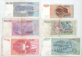 Jugoszlávia 1992. 100D - 50.000D (6xklf) T:F, pici szakadás
Yugoslavia 1992. 100 Dinara - 50.000 Di...