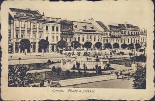Eperjes main street with park (small tear)