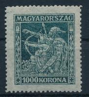 1924 Jótékonyság 1000K zöldes papíron, a "K" betű után 2 fehér pont lemezhiba (min. 8.000)