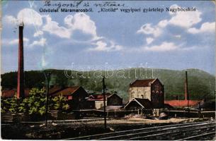 Nagybocskó, Velikij Bicskiv, Velykyy Bychkiv (Máramaros); Klotild első magyar vegyipari rt. gyártelepe. Berger Miksa utóda kiadása / chemical factory (fa)