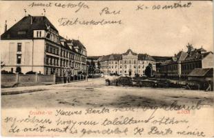 1906 Lőcse, Levoca; Erzsébet tér, Törvényszék, leányiskola. Singer kiadása / square, court, girls' school (EK)