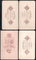 cca 1855-1870 Műtermi portrék, 4 db keményhátú fotó Simonyi pesti műterméből, 10,5×6,5 cm
