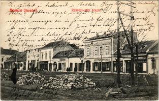 1910 Arad, Újarad, Új-Arad, Aradul Nou; Rákóczi utca, Berthe György üzlete. Mayr Lajos kiadása / street view, shops (EK)