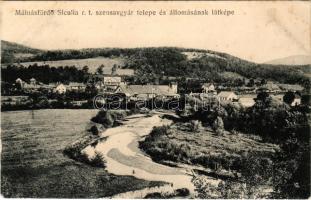 Málnásfürdő, Malnas Bai; Siculia rt. szénsavgyár telepe és állomásának látképe, vasútállomás. Adler Brassó No. 4. / soda factory, railway station (EB)