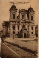 Temesvár, Timisoara; Belváros, dóm templom, székesegyház / Innerestadt, Dom-Kirche / downtown, cathedral - képeslapfüzetből / from postcard booklet (vágott / cut)