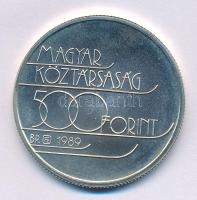 1989. 500Ft Ag "XVI. Téli Olimpia - Albertville 1992" emlékérme kapszulában T:BU patina Ad...