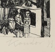 Kondor Béla (1931-1972): Illusztráció (Vélez de Guevara: A sánta ördög c. kötethez). Rézkarc, papír,...