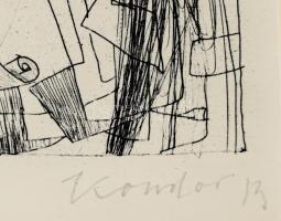 Kondor Béla (1931-1972): Illusztráció (Vélez de Guevara: A sánta ördög c. kötethez). Rézkarc, papír,...