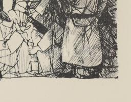 Kondor Béla (1931-1972): Illusztráció (Vélez de Guevara: A sánta ördög c. kötethez). Rézkarc, papír,...