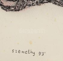 Szemethy Imre (1945-): Archaikus formák, 1993. Vegyes technika, papír, jelzett, üvegezett fakeretben...