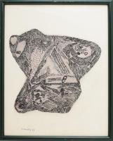 Szemethy Imre (1945-): Archaikus formák, 1993. Vegyes technika, papír, jelzett, üvegezett fakeretben...